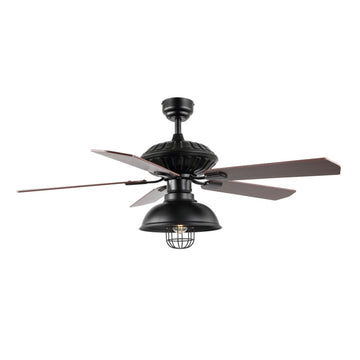 Ashton 52" Farmhouse Industrial Iron Dome Shade LED Ceiling Fan With Remote - JONATHAN Y
